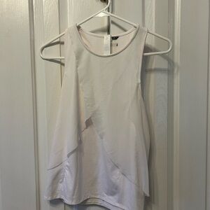 EUC Oiselle White Layered Mesh Wrap Scoop Neck Sleeveless Tank Size 4 white